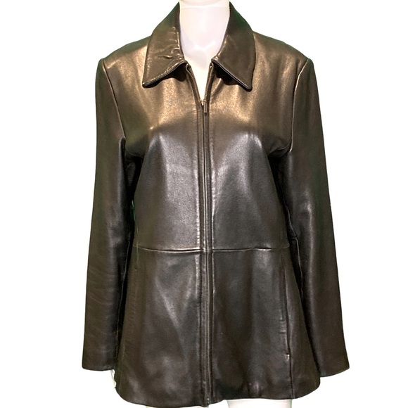 Vintage JLC Outerwear New York Black Leather Zip Front Jacket - Sz M - Picture 1 of 6